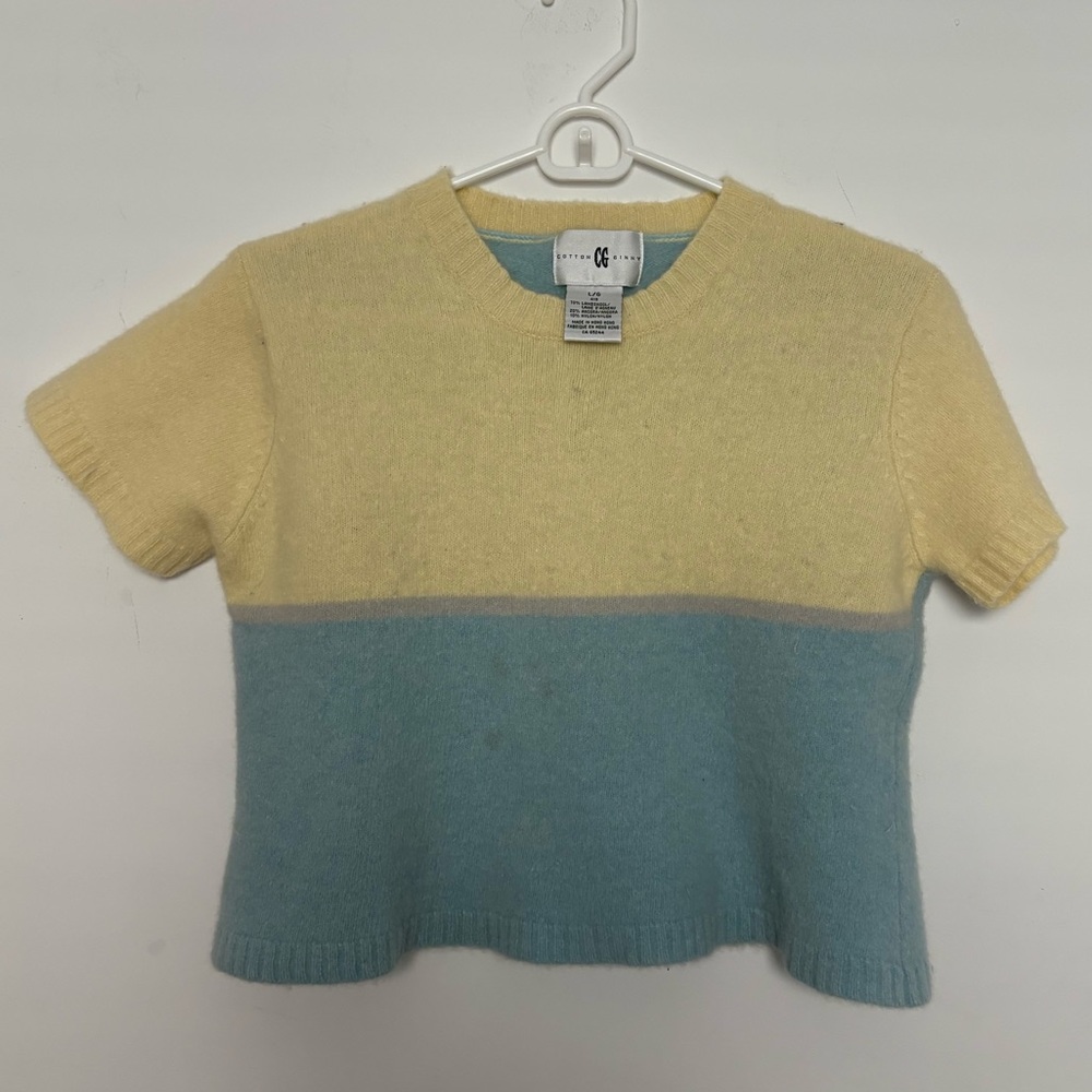 Vintage Cotton Ginny Lambswool Cropped Short Sleeve Sweater Tee Large